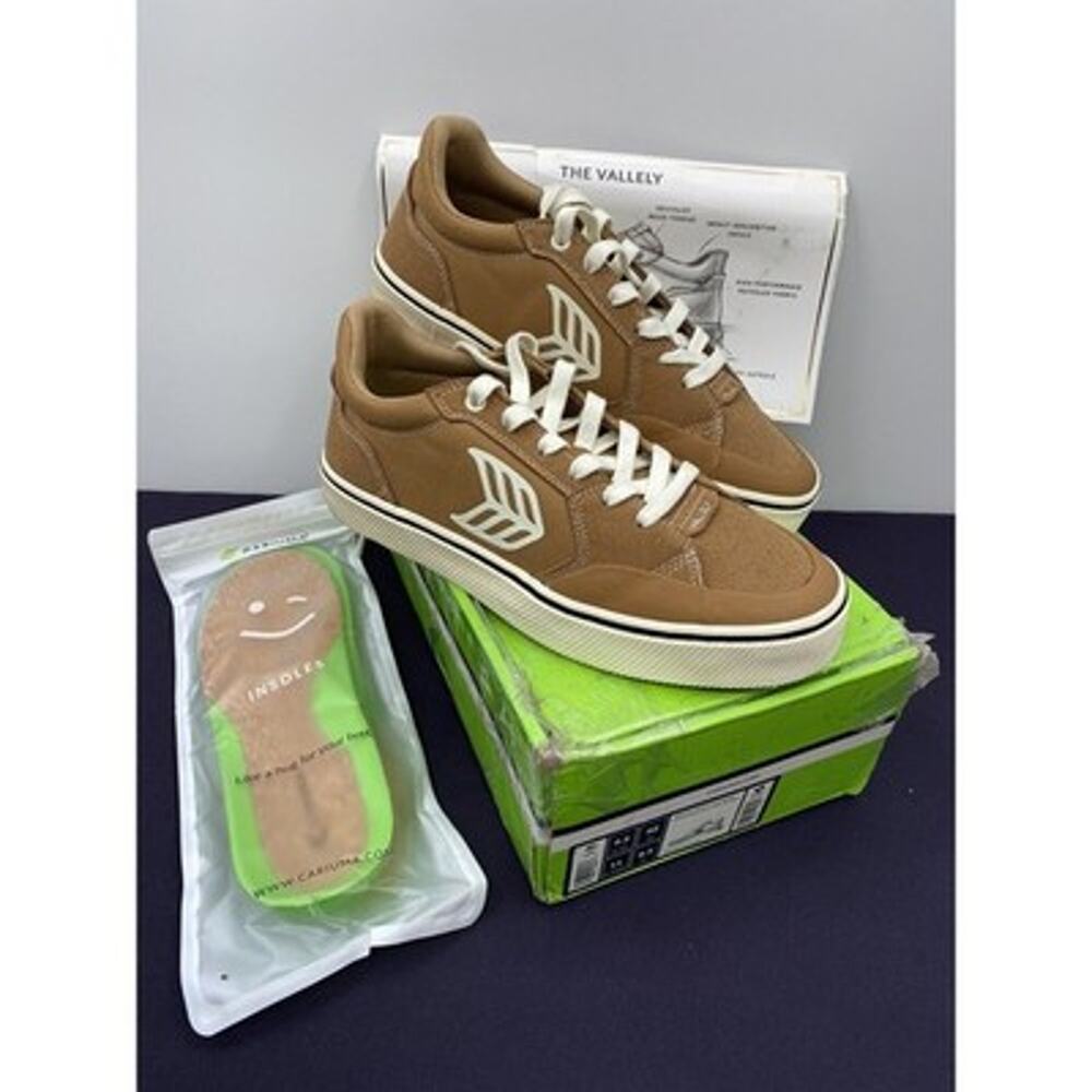 Cariuma VALLELY Skate Camel Suede Cordura Ivory Logo Sneaker Womens 11/Mens 9.5